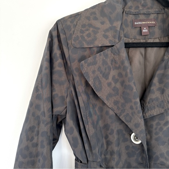 Dana Buchman Leopard Printed Trench Coat Size M Medium - Picture 3 of 9